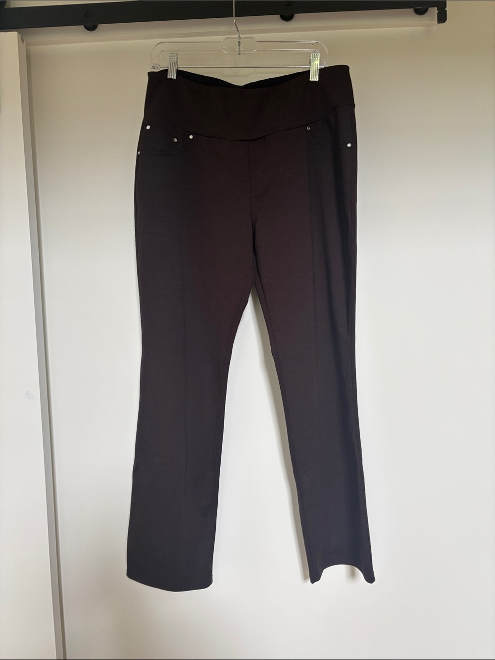 Boot-Cut Pull-On Pants in Dark Brown